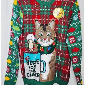 Blizzard Bay Grumpy Cat Ugly Christmas Sweater Not Here For the Cheer Medium